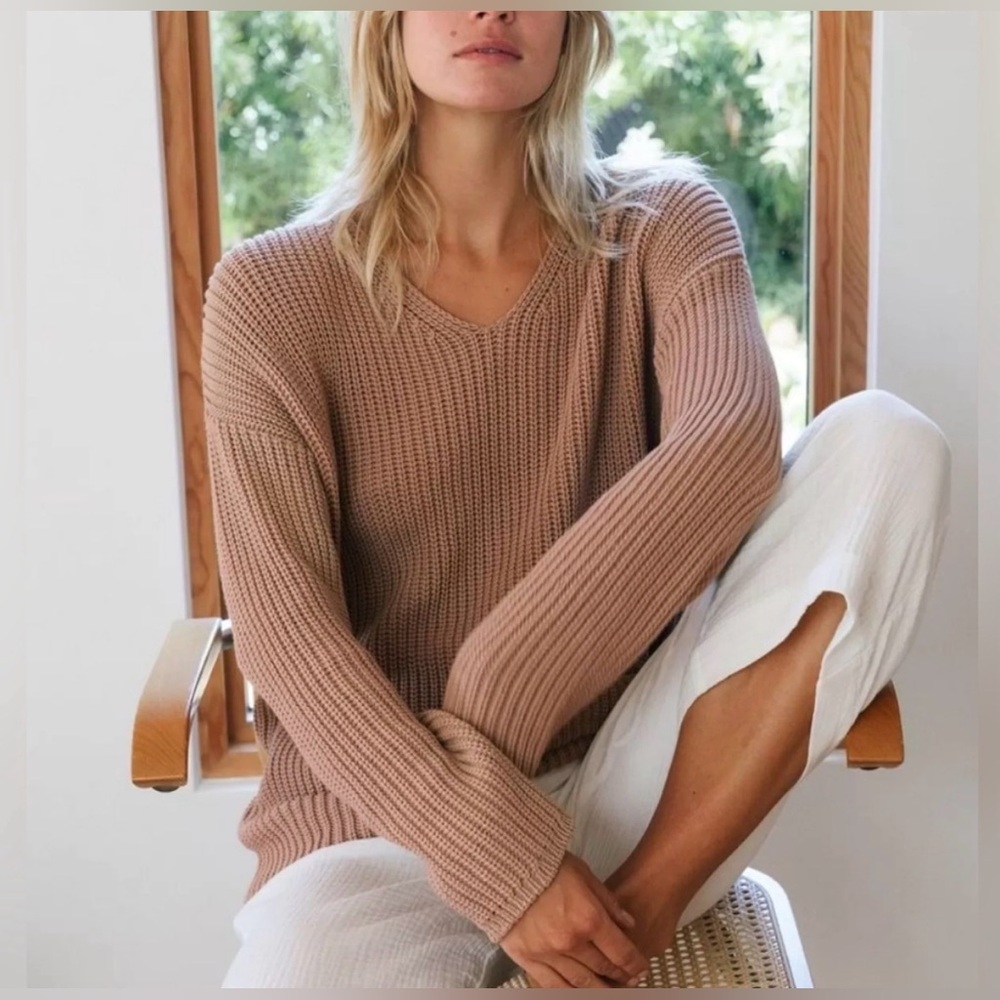 Jenni Kayne Cotton Cabin Sweater Rose NWT